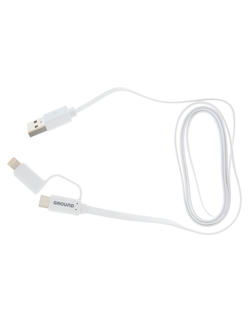 Cable lightning, micro USB y tipo C  Ground Mobile a tipo USB A de 1 m