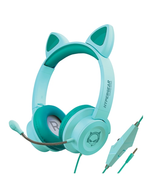 Audífonos On-Ear Hypergear Kombat Kitty alámbricos con cancelación de ruido Verde