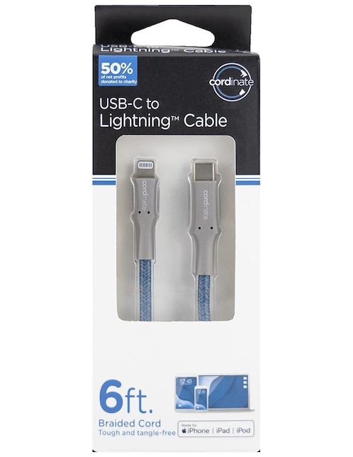 Cable lightning Cordinate a tipo USB C de 1.8 m