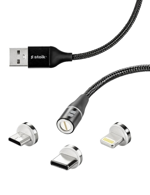 Cable lightning, micro usb y tipo c Stoik a tipo USB A de 1.5 m