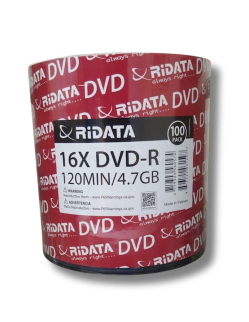 DVD-R Ridata de 100 piezas
