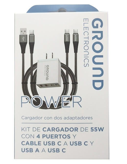 Cargador pared Ground de 55 W tipo de entrada USB tipo A y USB tipo C