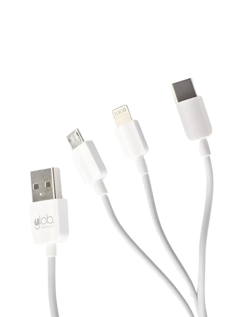 Cable lightning, micro USB y tipo C Glob a tipo USB A de 1 m