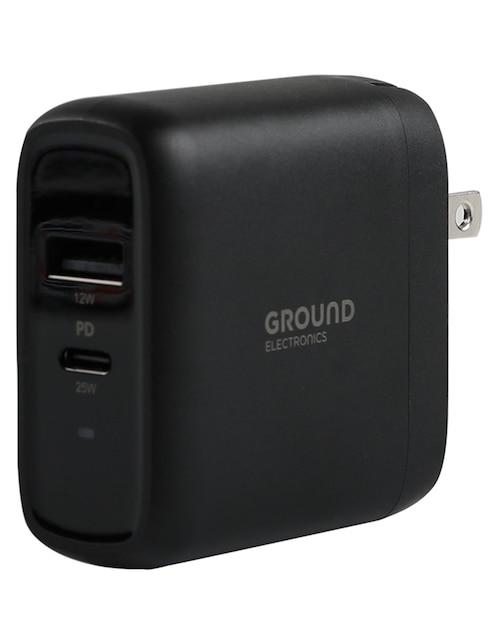 GROUND Cargador pared Ground de 37 W USB tipo A y USB tipo C