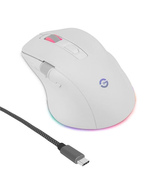 Mouse inalámbrico Getttech GGM-RGBTR-01-WH_WIFI_BT_USB