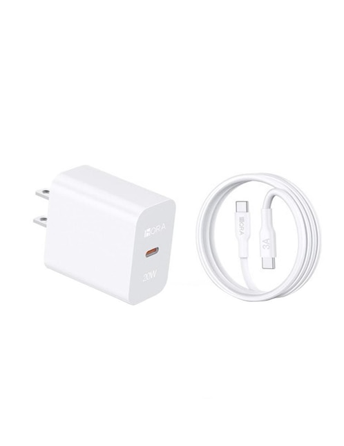 1 HORA Cargador pared 1 Hora Lightning + USB tipo C