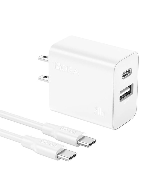 1 HORA Cargador pared 1 Hora USB + USB tipo C