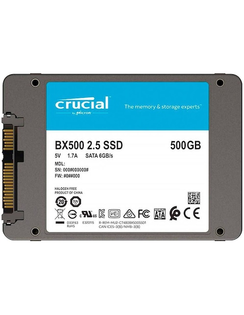Unidad SSD capacidad 500 GB 1