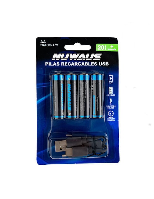 Paquete de pilas AA ión de litio Nuwaus 1.5 V