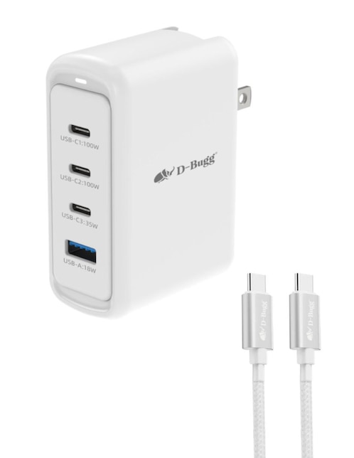 Cargador pared de 100 w USB Tipo A + USB Tipo C 1