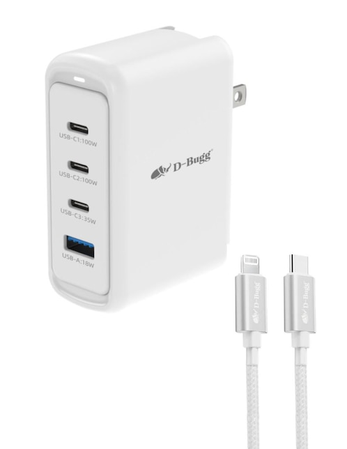 Cargador pared D-Bugg de 100 w USB Tipo A + USB Tipo C