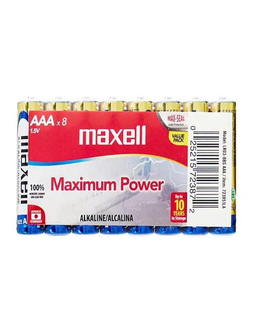 Paquete de pilas AAA alcalino Maxell 1.5 V
