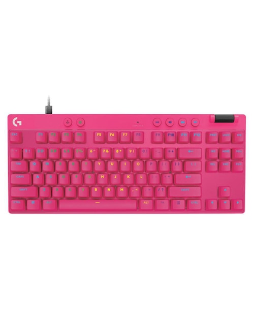 Teclado gamer USB-C QWERT inglés con interruptor táctiles brown clear Logitech PRO X TKL Rapid RGB