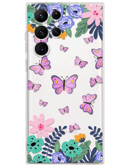Funda para celular Samsung Mariposas y Flores de silicón