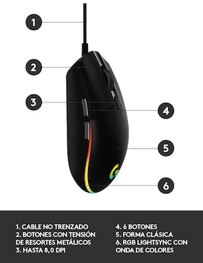 Mouse Logitech G203 negro