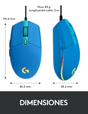Mouse/mouse gamer alámbrica logitech g203 azul 910-005795