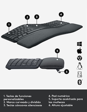 Teclado conexión inalámbrica Logitech Ergo K860
