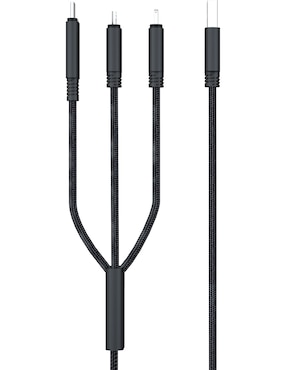 Cable lightning, micro USB y tipo C Ground a tipo USB A de 1 m