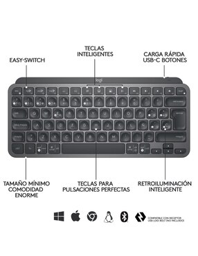 Teclado conexión inalámbrica Logitech Mx Keys Mini Grafito