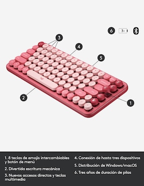 Teclado conexión inalámbrica Logitech Pop Rose