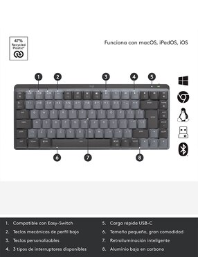 Teclado conexión inalámbrica Logitech Mx Mecánico Mini