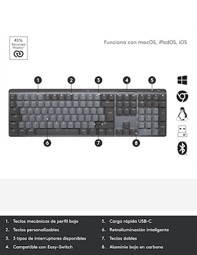 Teclado conexión inalámbrica Logitech Mx Mechanical