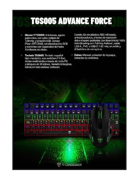 Mouse y teclado gaming T-Dagger Advance Force T-TGS005