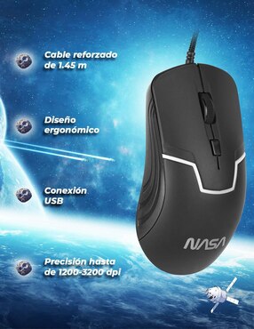 Mouse gamer alámbrico Techzone Nasa RGB