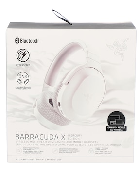 Audífonos gamer Over-Ear Razer Barracuda X Mercury Edition inalámbricos con cancelación de ruido