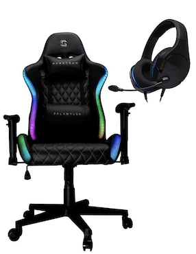 Silla Gamer Iluminación Rgb Balam Rush De Cuero Sintético