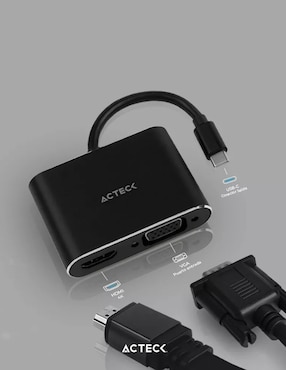 Adaptador USB tipo C a VGA y HDMI Acteck