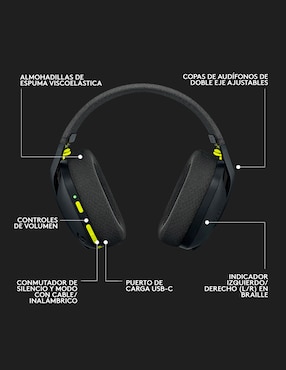Audífonos Gamer Logitech G Headset G435 inalámbricos con cancelación de ruido