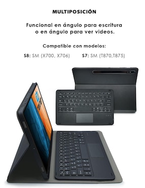Funda con teclado para tablet Teknet samsung galaxy tab (s8, s7) de 11 pulgadas