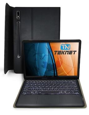 Funda con teclado para tablet Teknet samsung galaxy tab s8+, s7 fe, s7+ de 12.4 pulgadas
