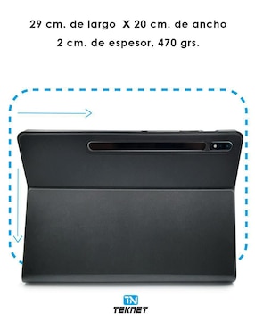 Funda con teclado para tablet Teknet samsung galaxy tab s8+, s7 fe, s7+ de 12.4 pulgadas