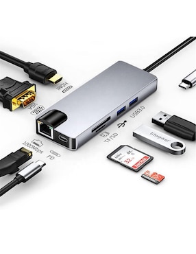 Hub Teknet Ethernet+ HDMI 4K de 8 Contactos