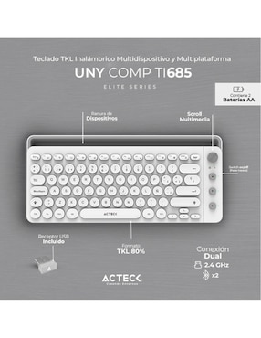 Teclado conexión inalámbrica Acteck AC-934190
