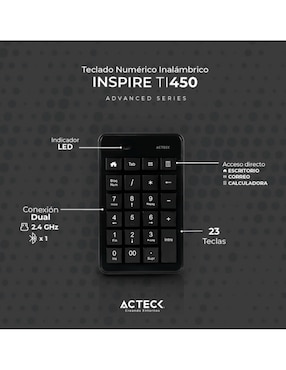 Teclado conexión inalámbrica Acteck AC-934176