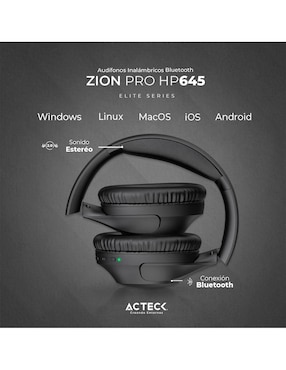 Audífonos Over-Ear Acteck Ac-935357 inalámbricos con cancelación de ruido