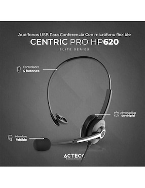 Audífonos de diadema Acteck Centric Pro Hp620 alámbricos con cancelación de ruido