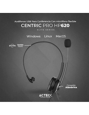 Audífonos de diadema Acteck Centric Pro Hp620 alámbricos con cancelación de ruido