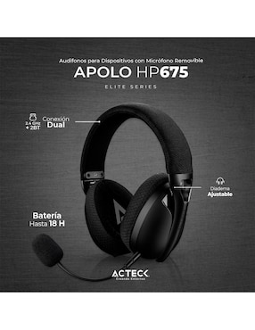 Audífonos Over-Ear Acteck Apolo Hp675 inalámbricos con cancelación de ruido