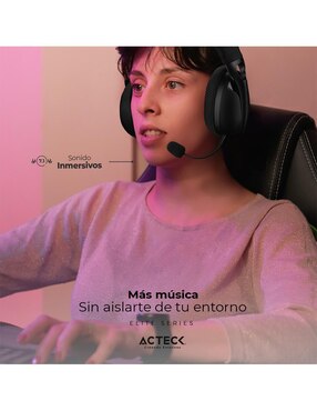 Audífonos Over-Ear Acteck Apolo Hp675 inalámbricos con cancelación de ruido