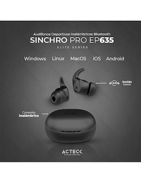 Audífonos In-Ear Acteck Sinchro Pro Ep635 inalámbricos con cancelación de ruido
