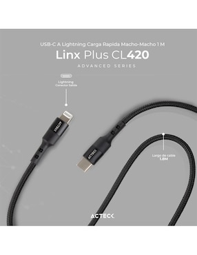 Cable lightning Acteck a tipo USB C de 1.8 m