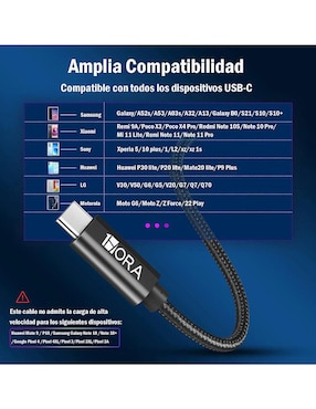 Cable USB C 1Hora a tipo USB A de 2 m