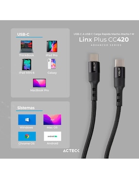 Cable USB C Acteck de 1.8 m