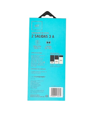 Cargador auto STF USB + USB tipo C