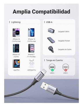 Cable lightning Ugreen a tipo USB A de 2 m
