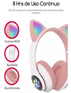 Audífonos Over-Ear Genérica De Gato inalámbricos con cancelación de ruido